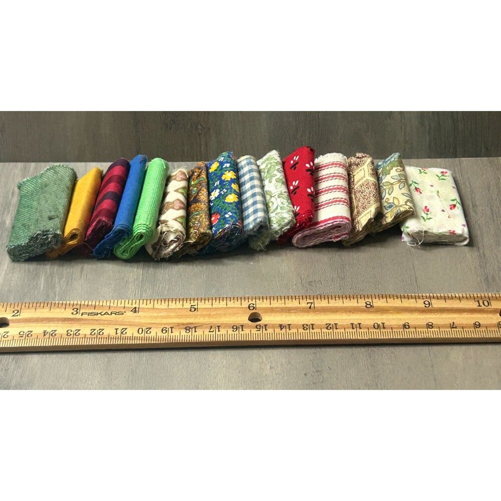 Vintage Miniature Dollhouse Fabric 'Bolts' Scrap Bundle Assortment